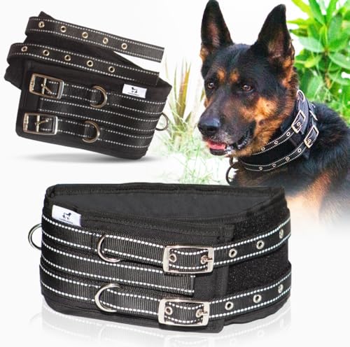 CANISALFA Tactical Dog Collars for Dogs| 9mm Thick Dog Collar with Handle| 4 inch Wide Dog Collar| Metal Buckle Dog Collar| Nylon Heavy Duty Dog Collars| Anti Bite Dog Collar| Coyote Collar