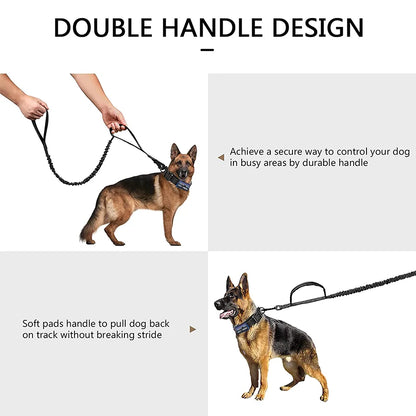 Reflective Nylon Tactical Dog Collar Classic K9 Military Training with 2 Heavy Duty Metal Buckle Handle for Large  Dog Collar