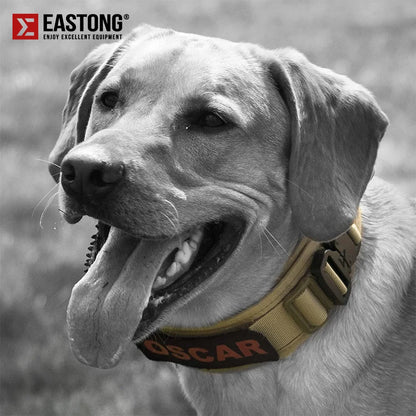 Reflective Nylon Tactical Dog Collar Classic K9 Military Training with 2 Heavy Duty Metal Buckle Handle for Large  Dog Collar