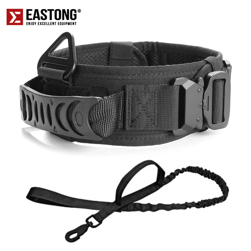 Reflective Nylon Tactical Dog Collar Classic K9 Military Training with 2 Heavy Duty Metal Buckle Handle for Large  Dog Collar