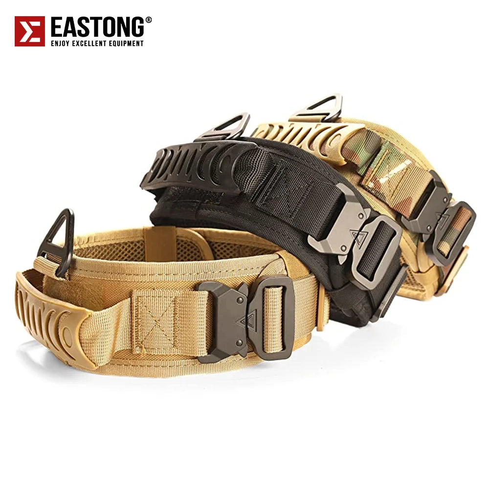 Reflective Nylon Tactical Dog Collar Classic K9 Military Training with 2 Heavy Duty Metal Buckle Handle for Large  Dog Collar