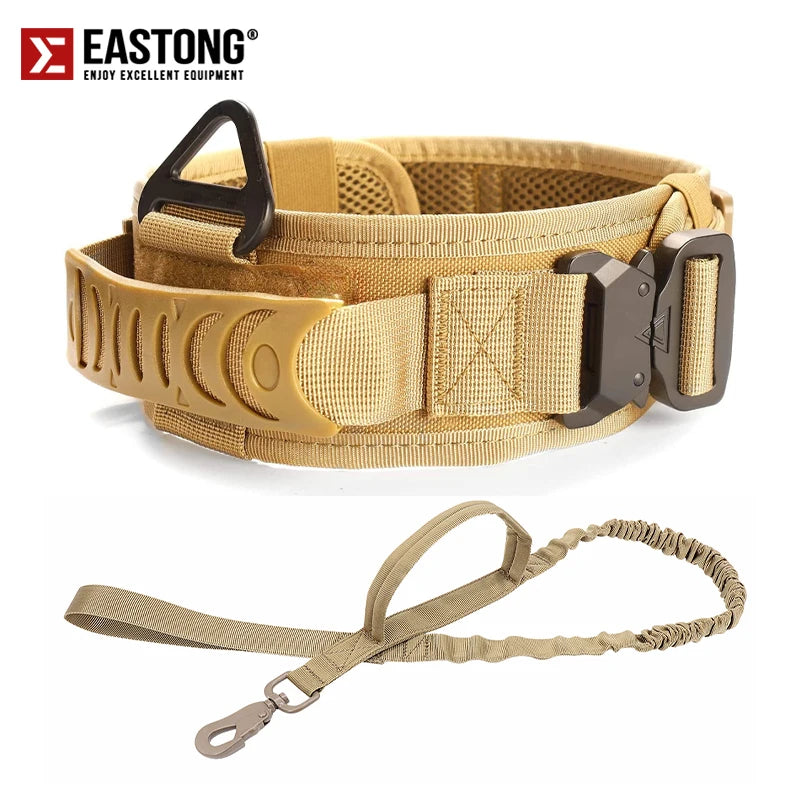 Reflective Nylon Tactical Dog Collar Classic K9 Military Training with 2 Heavy Duty Metal Buckle Handle for Large  Dog Collar